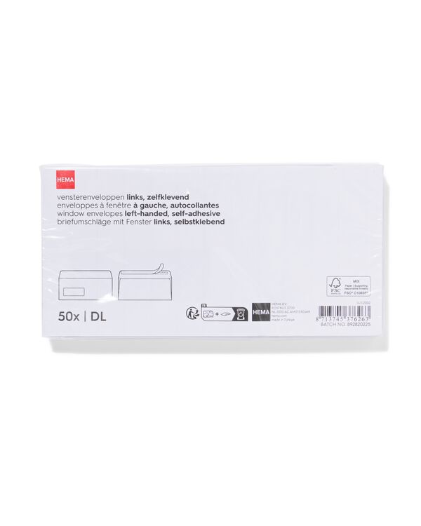 50 enveloppes fen&ecirc;tre &agrave; gauche DL - 14112002 - HEMA