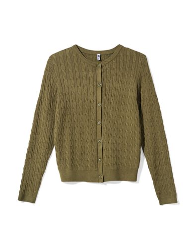 damesvest Louisa kabel olijf olijf - 36206440OLIVE - HEMA