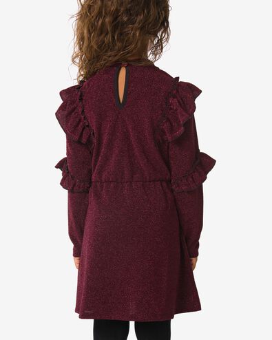 Kinderkleid mit R&uuml;schen und Glitzer bordeauxrot - 30836606BURGUNDYRED - HEMA