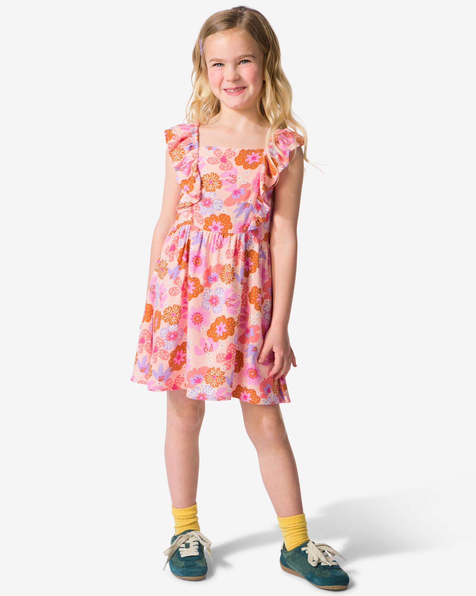 robe enfant trap&egrave;ze fleurs rose rose - 30848504PINK - HEMA