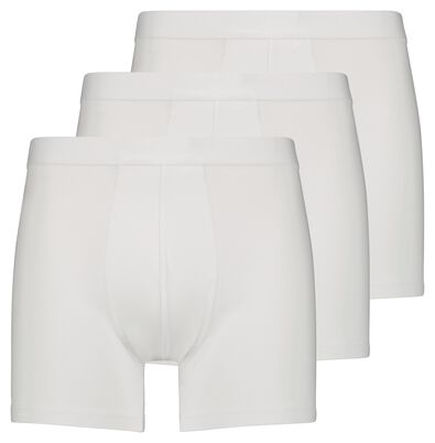 3 boxers homme modèle long coton/stretch blanc M - 19194562 - HEMA