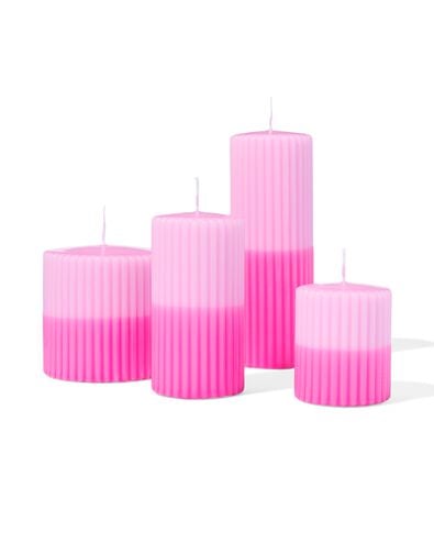 bougie cylindrique &Oslash;7x8 cm nervure rose clair-rose vif  - 13504024 - HEMA
