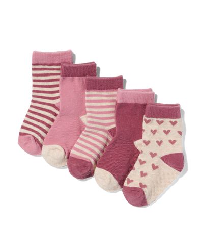 5 Paar Baby-Socken mit Baumwolle rosa 0-6 m - 4720541 - HEMA