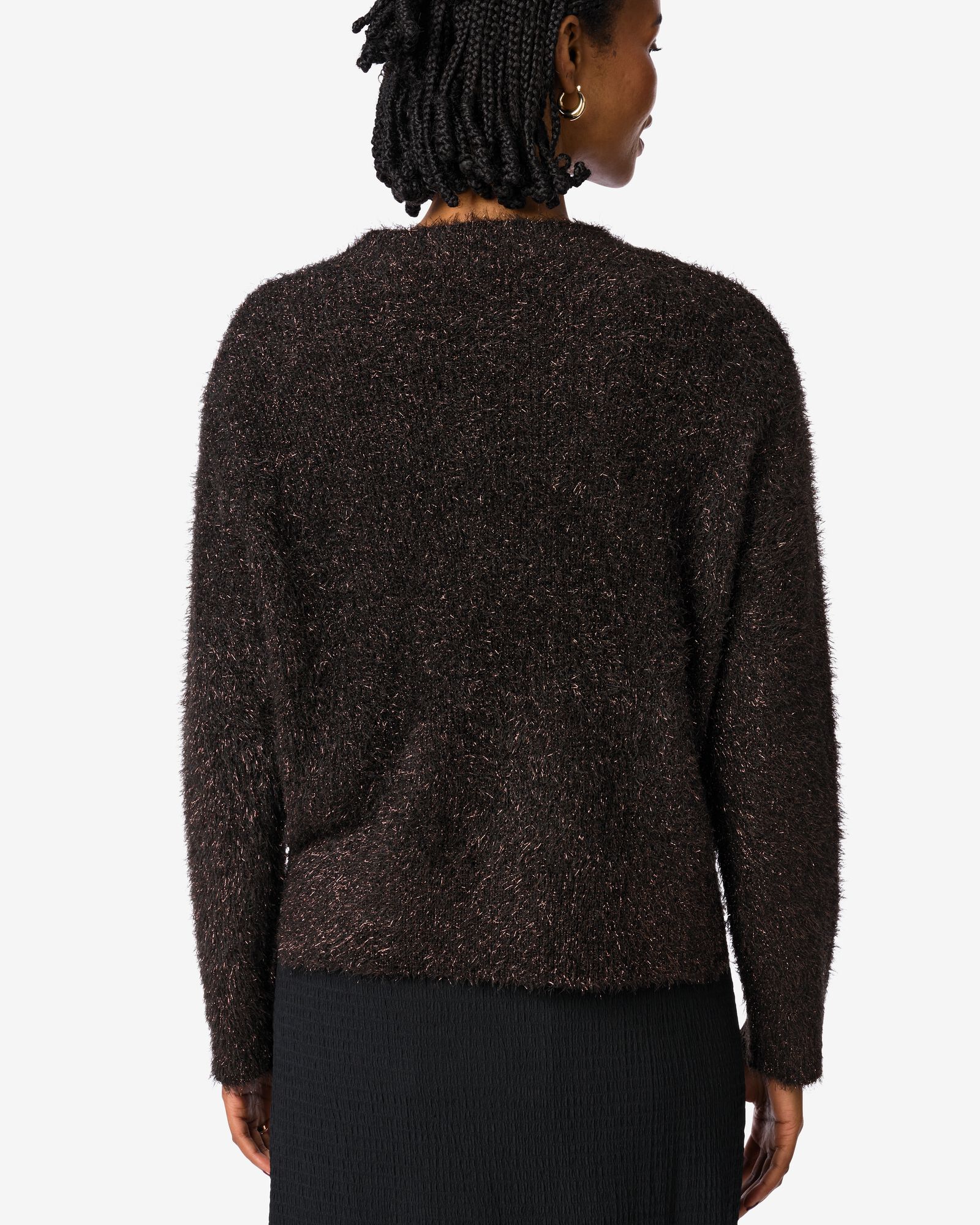 damestrui gebreid Flora glitter donkerbruin donkerbruin - 36206080DARKBROWN - HEMA