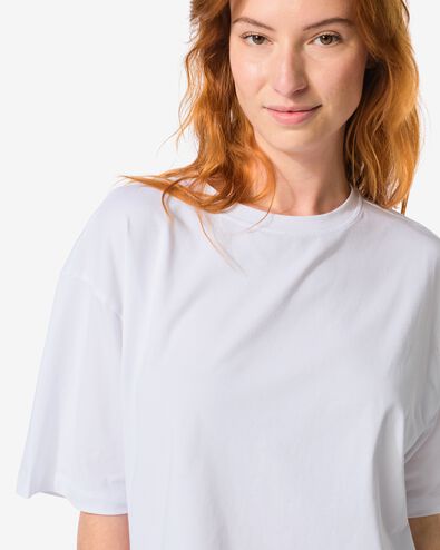 dames T-shirt oversized wit wit - 36090305WHITE - HEMA