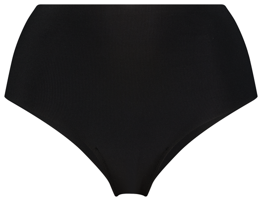Damen-Slip, hohe Taille, Mikrofaser, gerippt schwarz schwarz - 1000028556 - HEMA