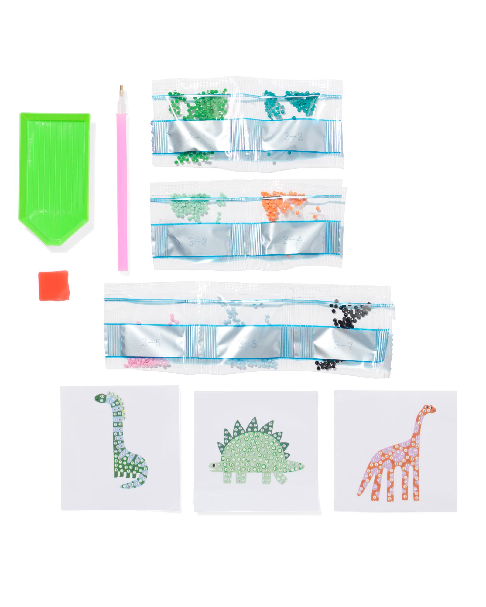 diamantcreaties stickers dino's - 3 stuks - 15900360 - HEMA
