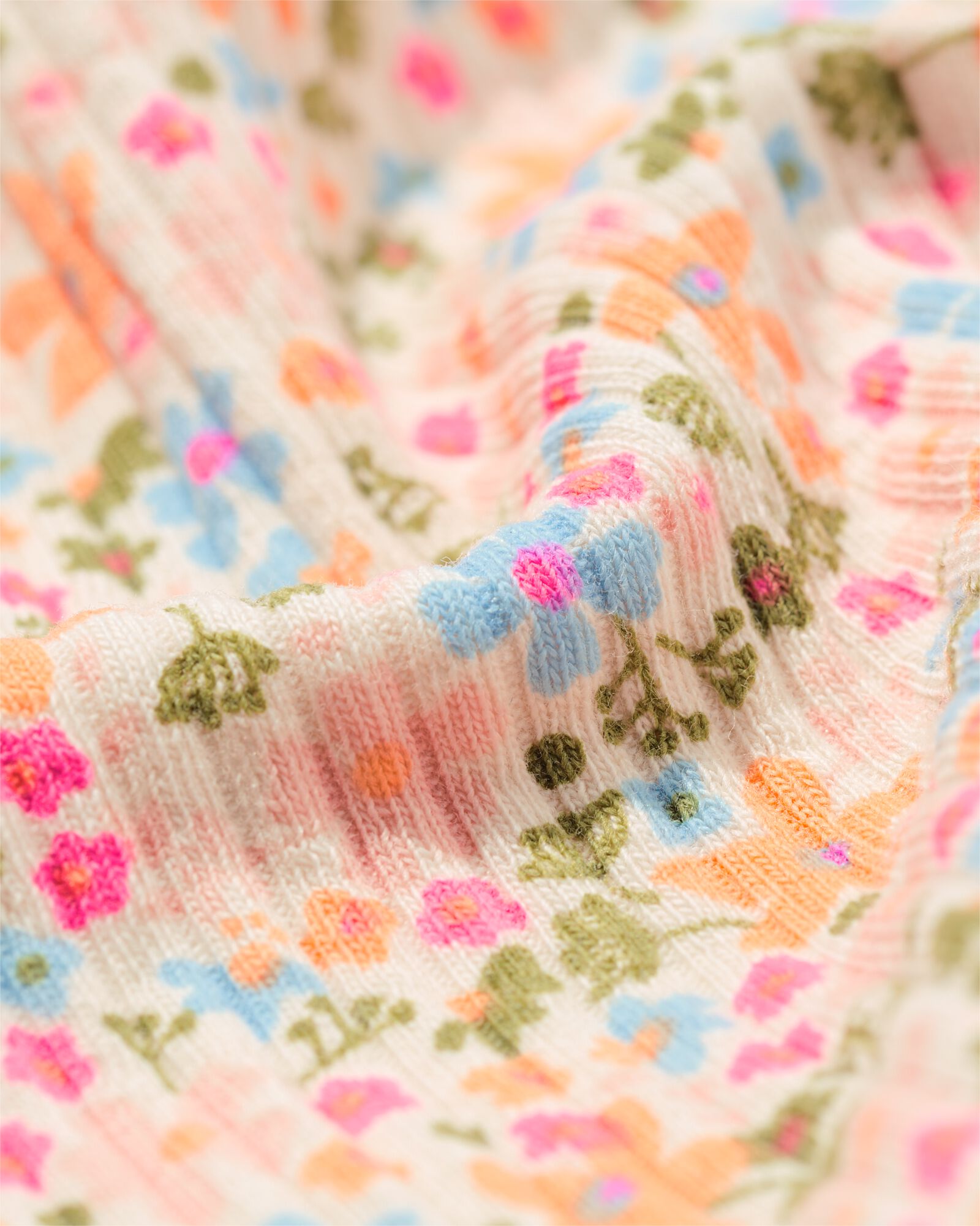 baby T-shirts rib bloemen - 2 stuks ecru ecru - 33059970ECRU - HEMA
