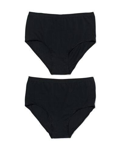 2er-Pack Damen-Taillenslips, Baumwolle/Elasthan schwarz schwarz - 1000030326 - HEMA