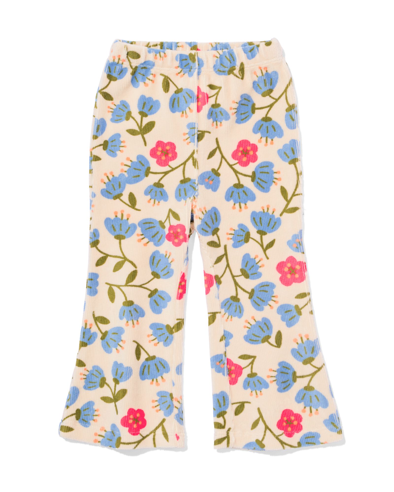 legging b&eacute;b&eacute; &eacute;vas&eacute; c&ocirc;tel&eacute; velours fleurs &eacute;cru &eacute;cru - 33066070ECRU - HEMA
