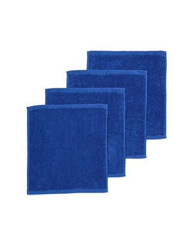 serviettes pour le visage qualit&eacute; &eacute;paisse bleu cobalt - lot de 4 bleu cobalt d&eacute;barbouillettes 30 x 30 - 5282880 - HEMA