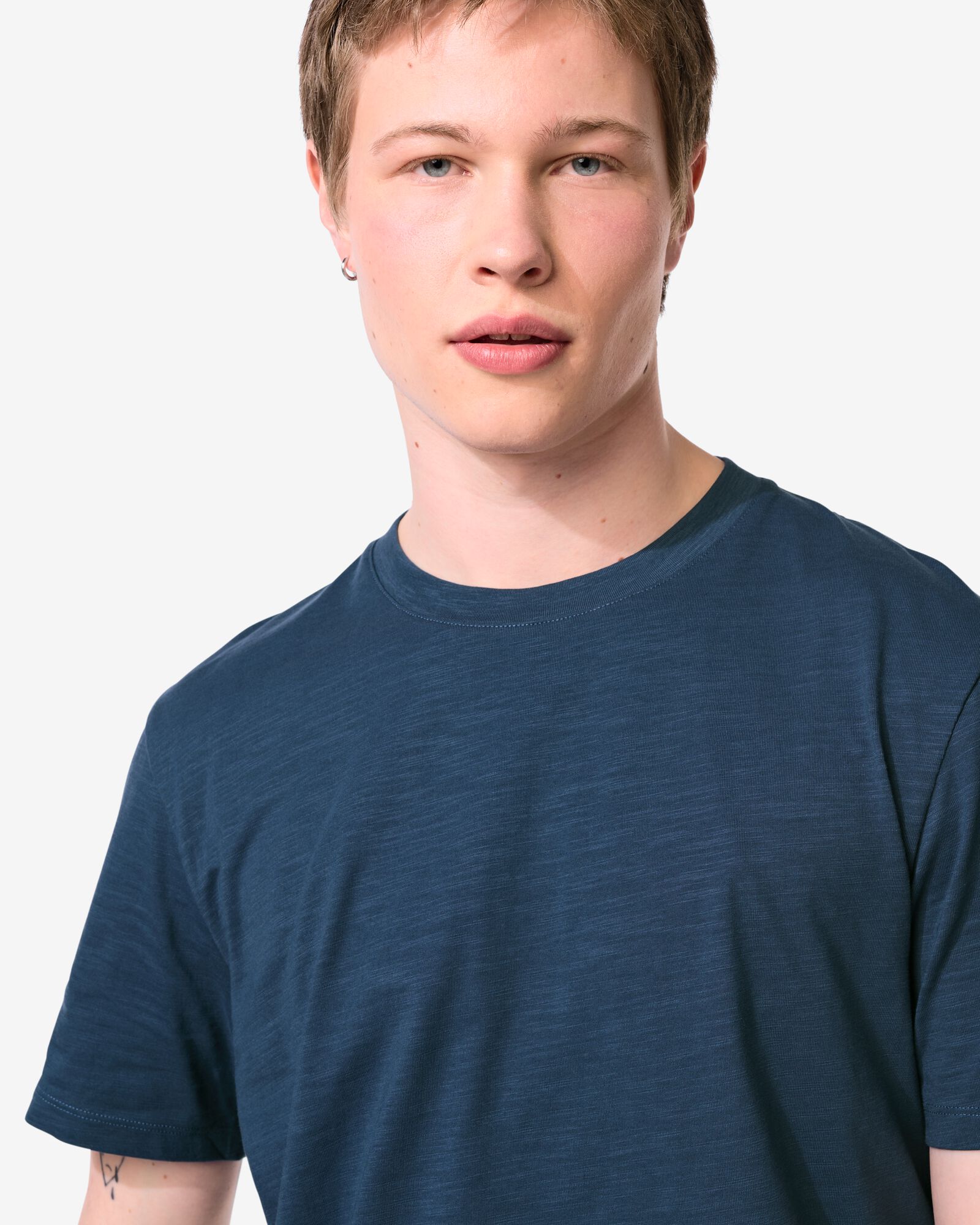 t-shirt homme Jaap textur&eacute; bleu fonc&eacute; bleu fonc&eacute; - 2178850DARKBLUE - HEMA