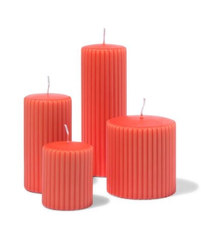 bougie cylindrique ⌀10x10cm nervur&eacute;e orange - 13509063 - HEMA