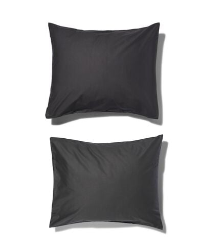 2 taies d&rsquo;oreiller coton doux 60x70 gris fonc&eacute; - 5180035 - HEMA
