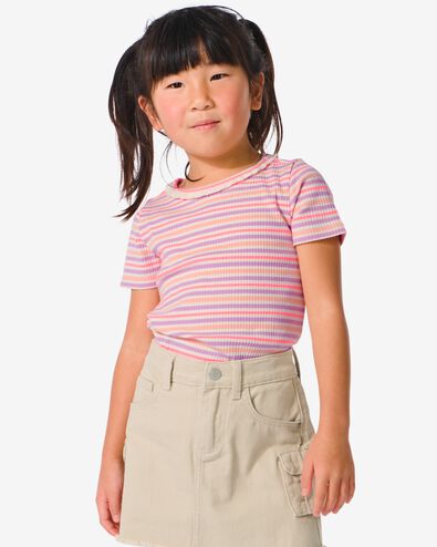 t-shirt enfant avec côtes multicolore 122/128 - 30824543 - HEMA