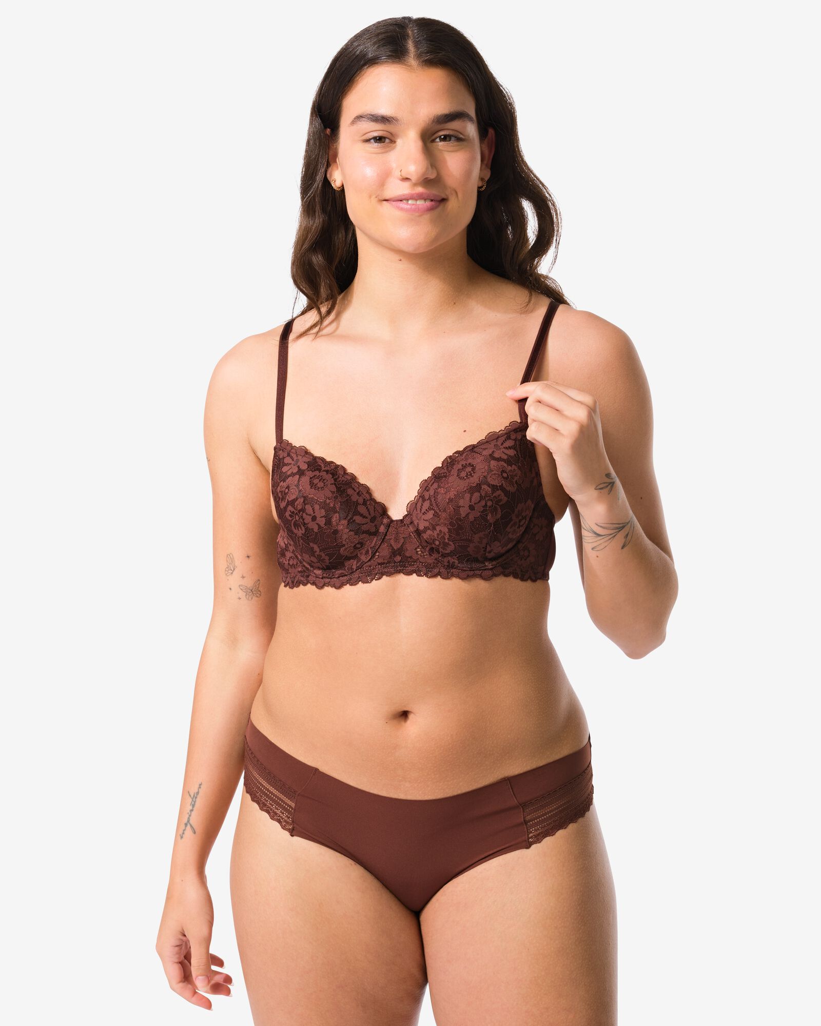 Vorgeformter Spitzen-BH mit B&uuml;gel dunkelbraun dunkelbraun - 21801065DARKBROWN - HEMA