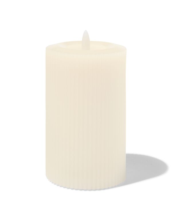 bougie nervur&eacute;e LED avec cire &Oslash;7.5x12.5 ivoire - 13550060 - HEMA