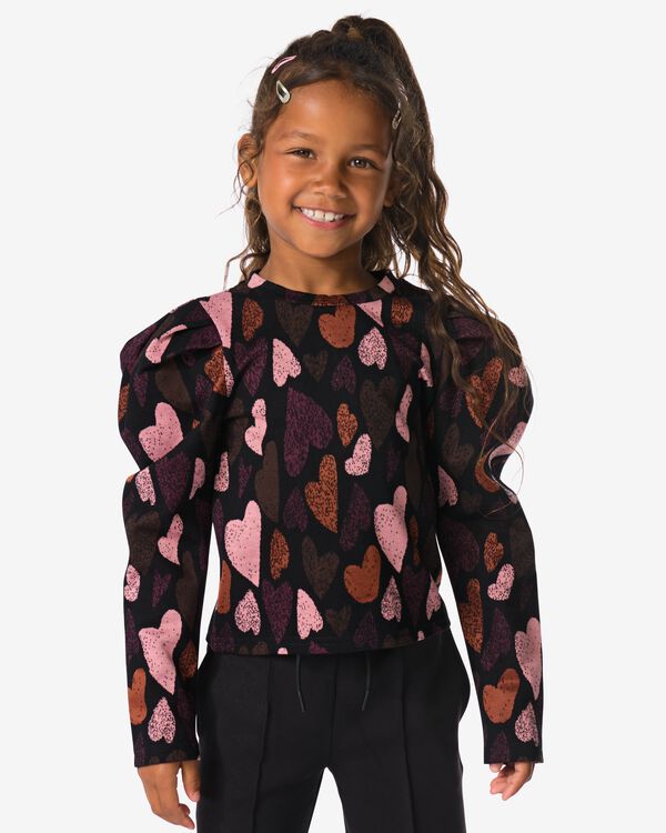 t-shirt enfant c&oelig;urs noir noir - 30835153BLACK - HEMA