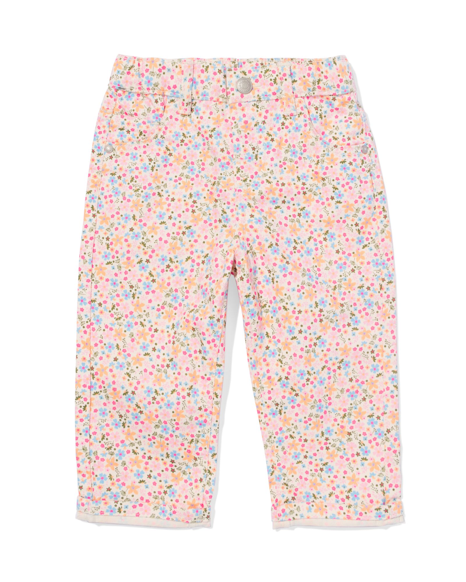 babybroek loose fit bloemen ecru - 33063470ECRU - HEMA