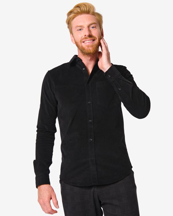 chemise homme côte velours noir noir - 2108530BLACK - HEMA