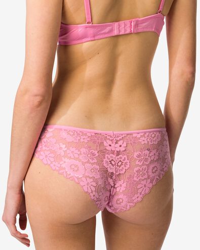 slip br&eacute;silien femme microfibre avec dentelle rose - 19600904PINK - HEMA