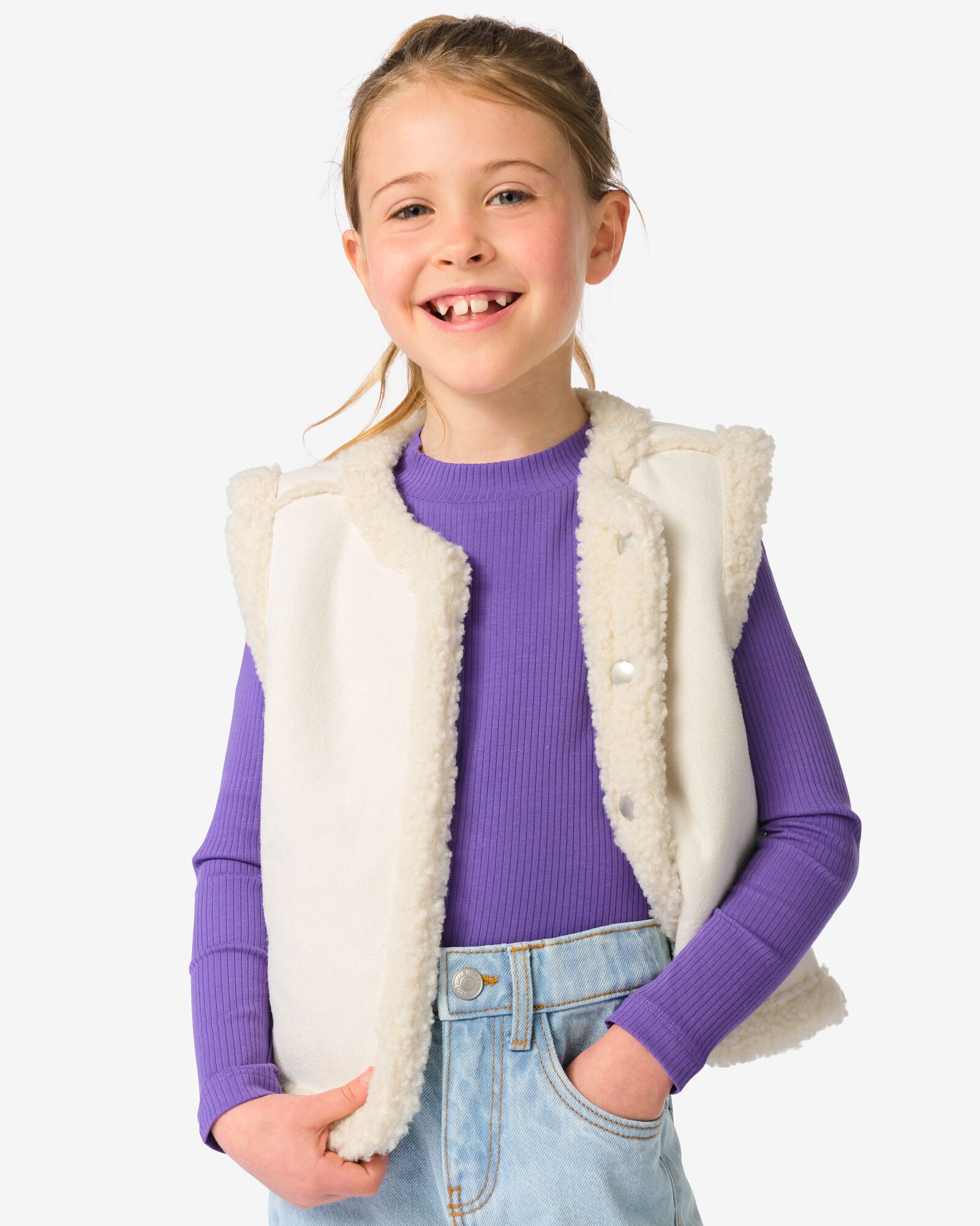 kindergilet lammy gebroken wit - 30842504OFFWHITE - HEMA