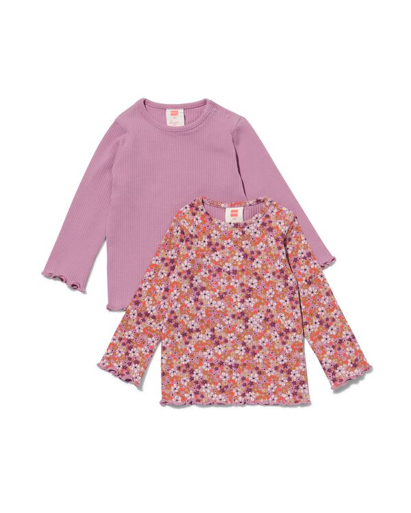 2er-Pack Baby-Shirts, gerippt rosa rosa - 33003250PINK - HEMA