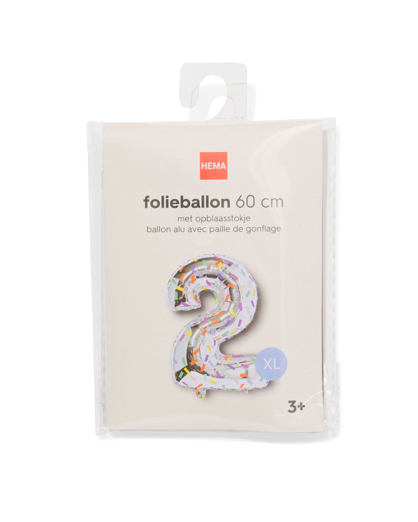 Folienballon Zahl 2, 60 cm, Konfetti - 14260059 - HEMA