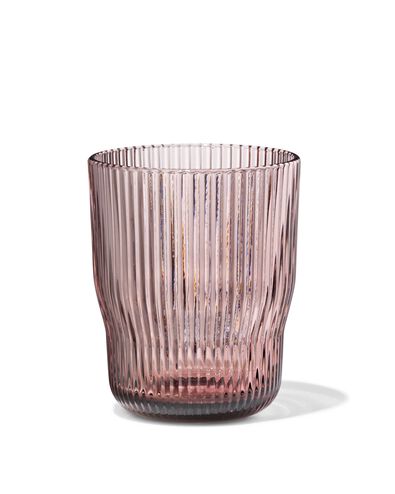 waterglas 270ml Bergen glas streep reli&euml;f bordeauxrood - 9401172 - HEMA