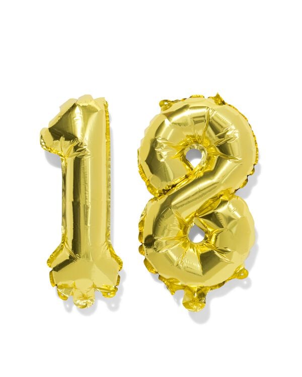 folieballon getal 18 60cm goud - 14260013 - HEMA
