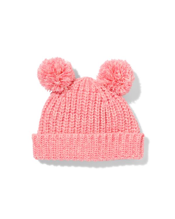 babymuts pompon roze roze - 33200385PINK - HEMA