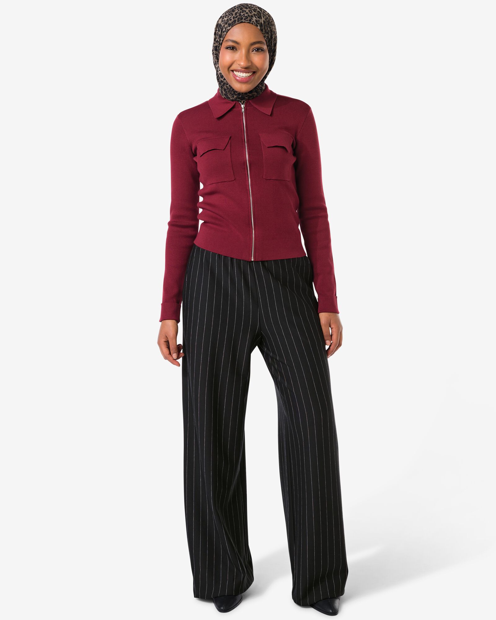 damesbroek Eva strepen zwart zwart - 36241180BLACK - HEMA