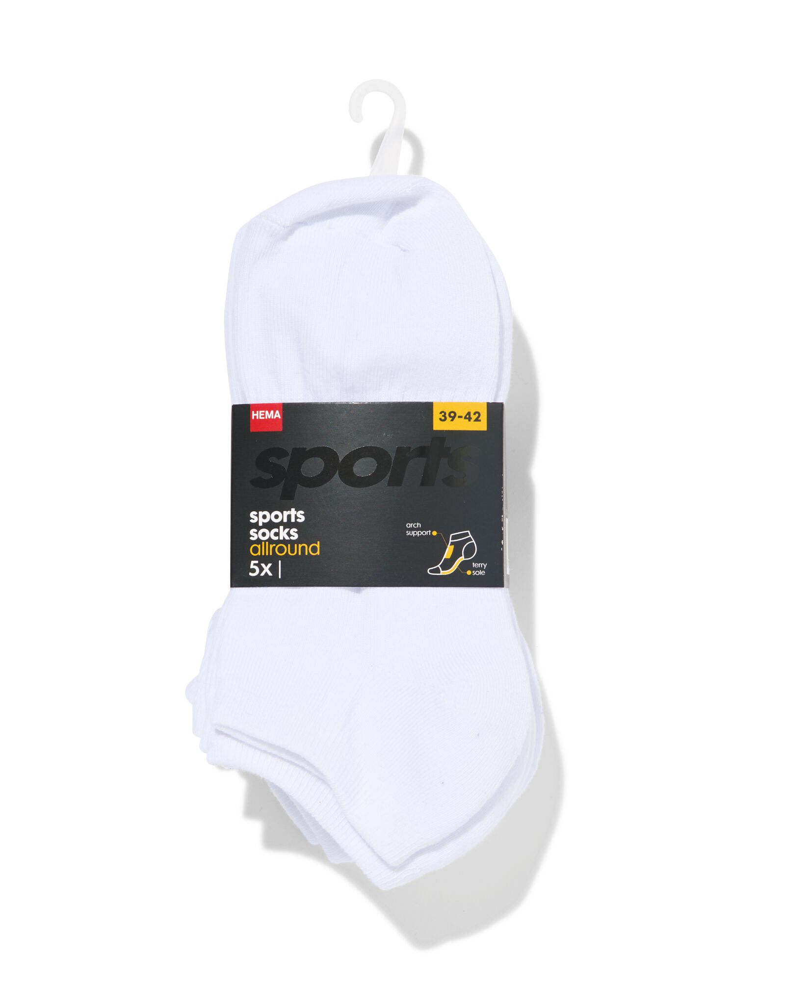 heren enkelsokken sport - 5 paar wit wit - 1000028316 - HEMA