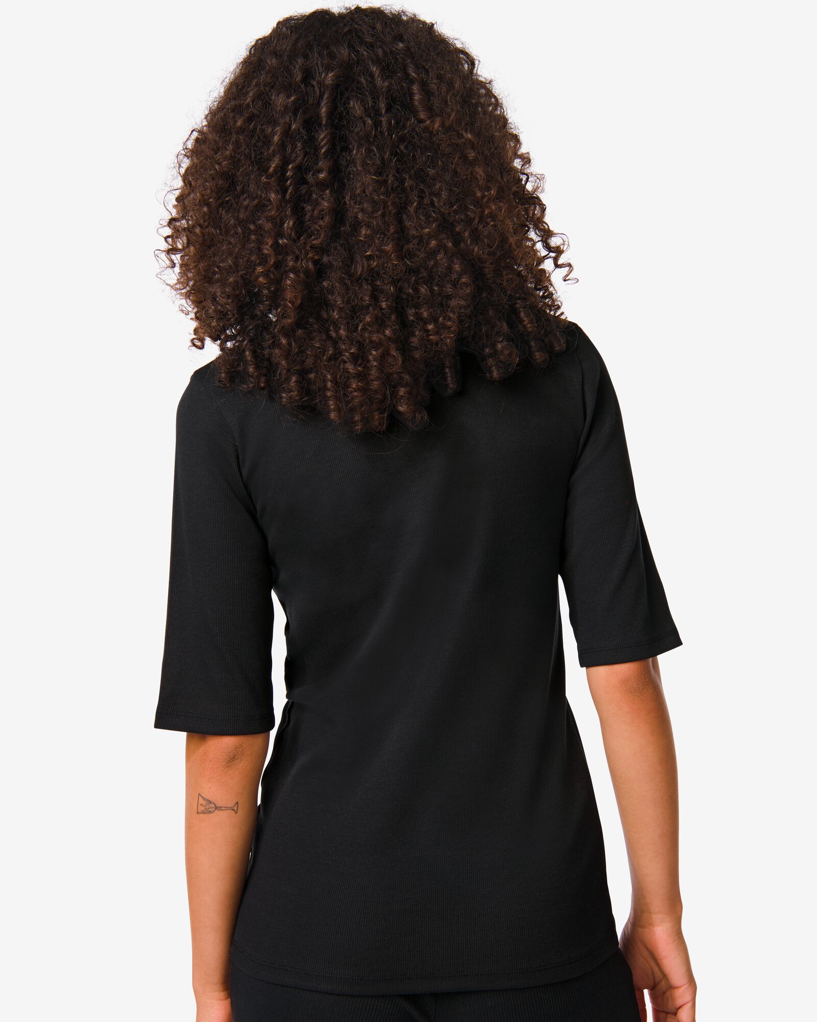 t-shirt polo femme Clara côtelé noir noir - 36287240BLACK - HEMA