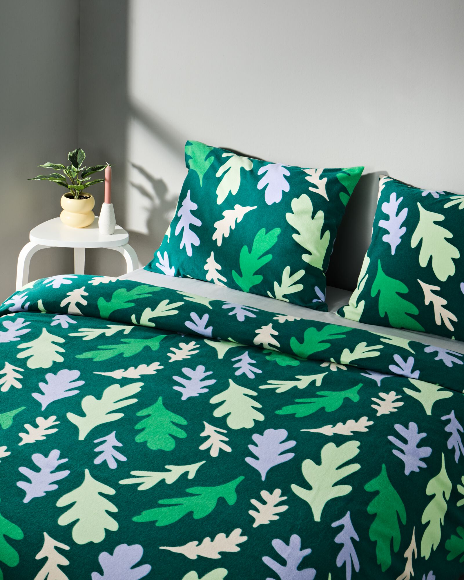 Bettbezug Flanell 240 x 200/220 Bl&auml;tter gr&uuml;n - 5770090 - HEMA