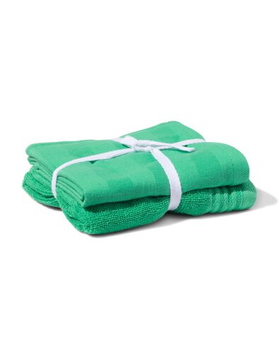 lot de torchon et de serviette de cuisine &agrave; rayures vert - 2 pi&egrave;ces - 5400084 - HEMA
