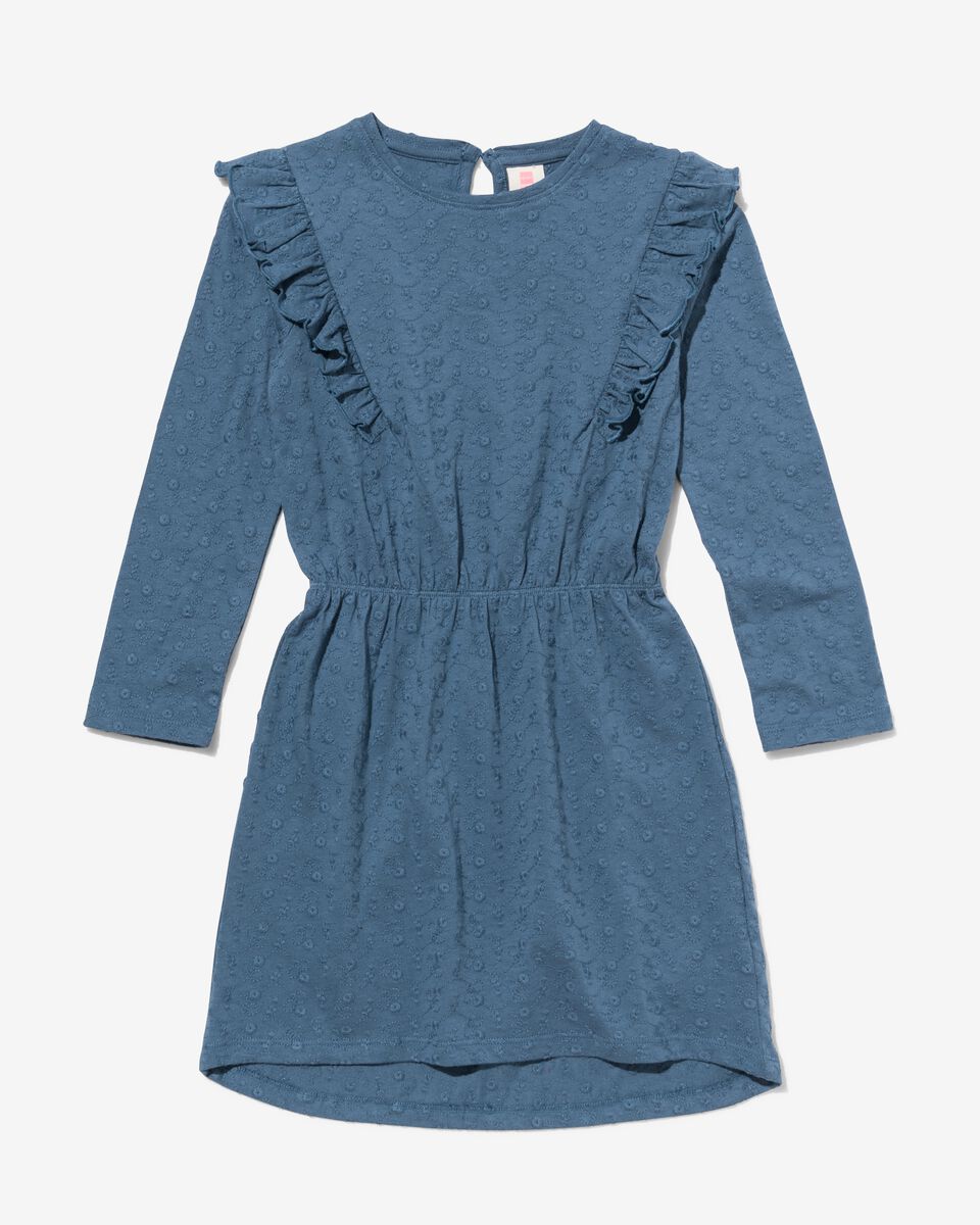 Kinder-Kleid mit Stickerei blau blau - 1000029687 - HEMA