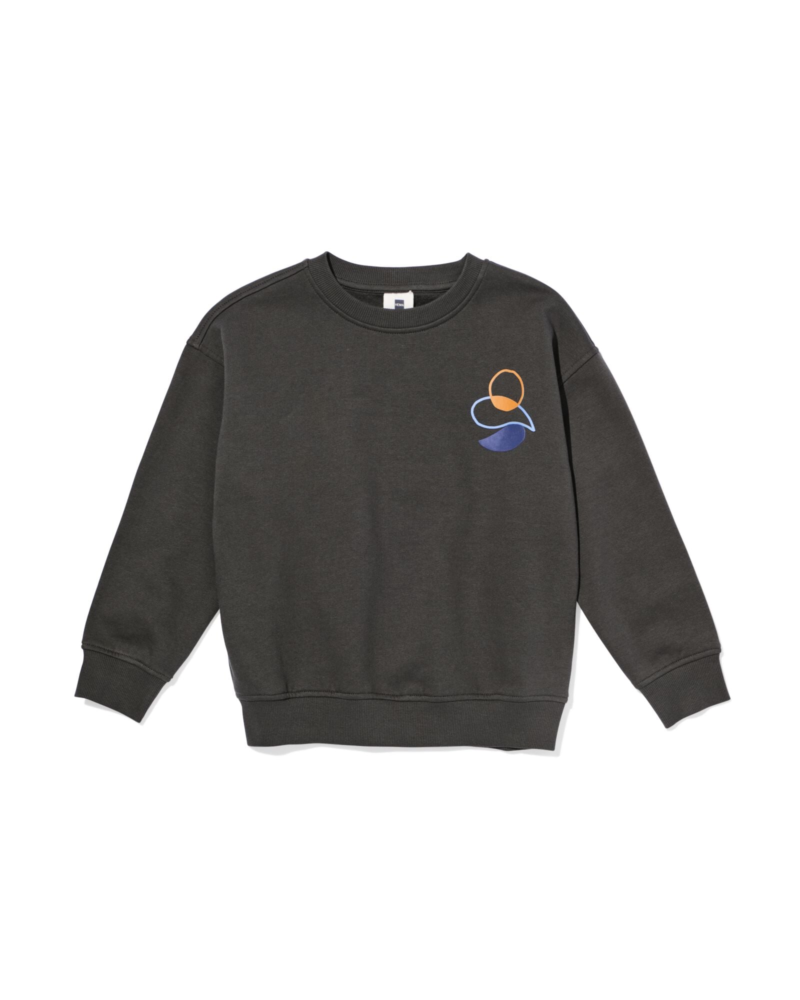kindertrui sweatstof print  donkergrijs - 30712203DARKGREY - HEMA