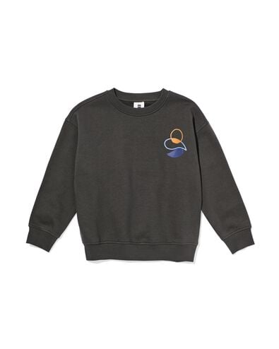kindertrui sweatstof print  donkergrijs - 30712203DARKGREY - HEMA