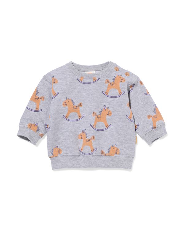 newborn sweater paard grijsmelange grijsmelange - 33426220GREYMELANGE - HEMA