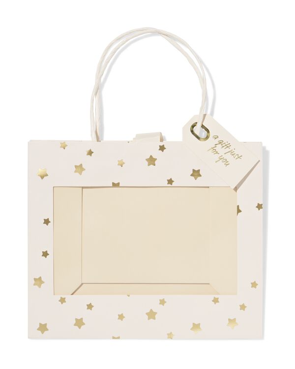 sac cadeau 24x11x20 cm &eacute;toiles avec fen&ecirc;tre or   - 61100299 - HEMA