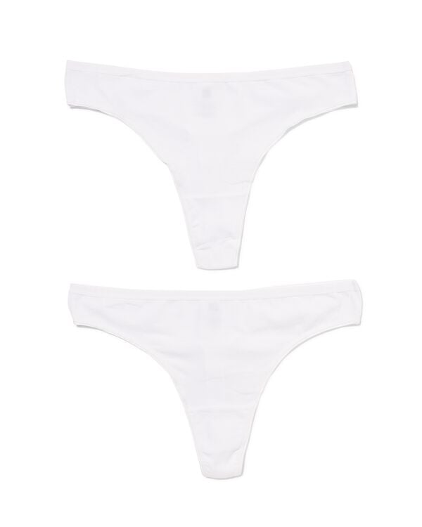 2er-Pack Damen-Strings, Baumwolle/Elasthan wei&szlig; wei&szlig; - 1000030294 - HEMA