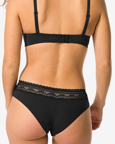 slip br&eacute;silien femme microfibre avec dentelle noir noir - 19680909BLACK - HEMA