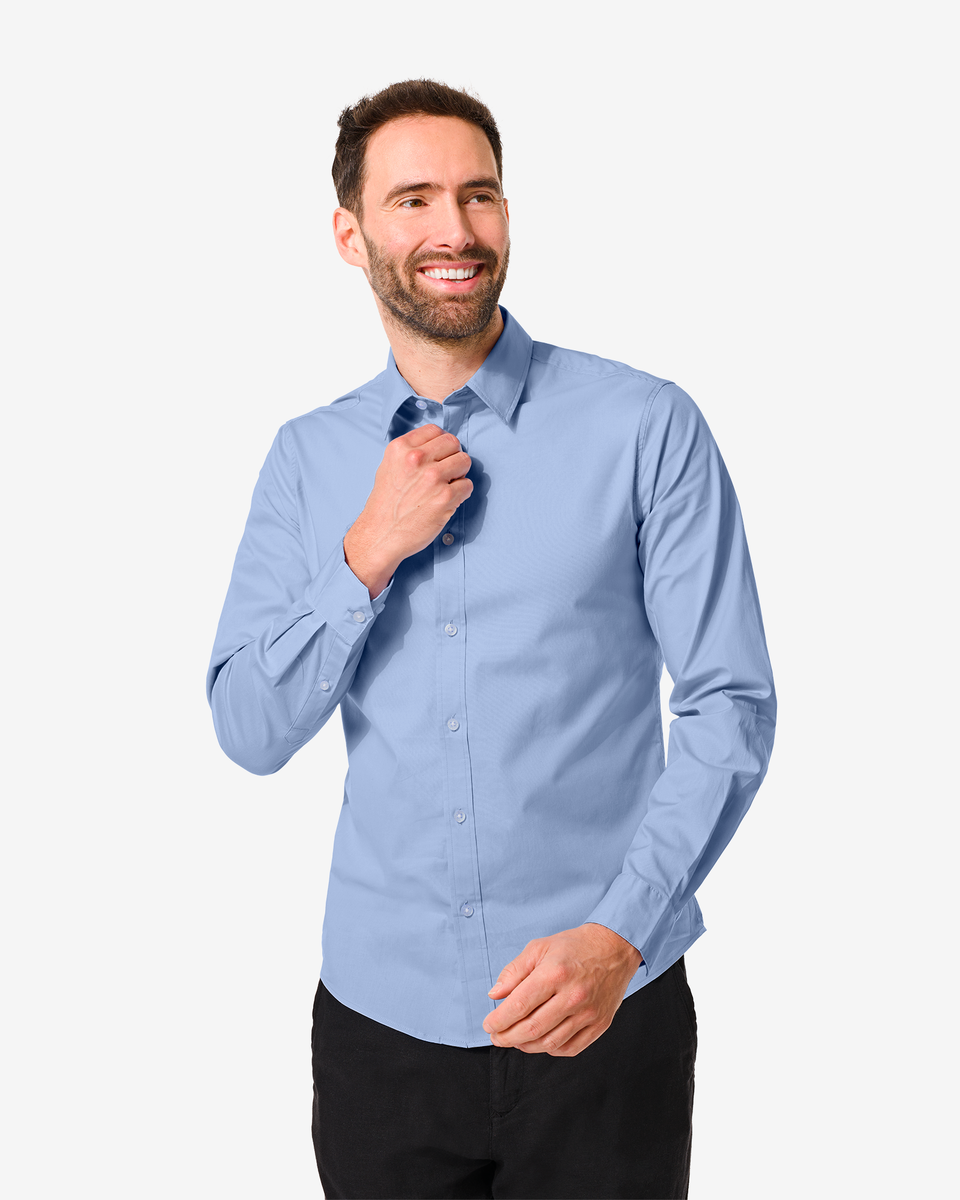 chemise homme coton avec stretch bleu clair bleu clair - 1000029775 - HEMA