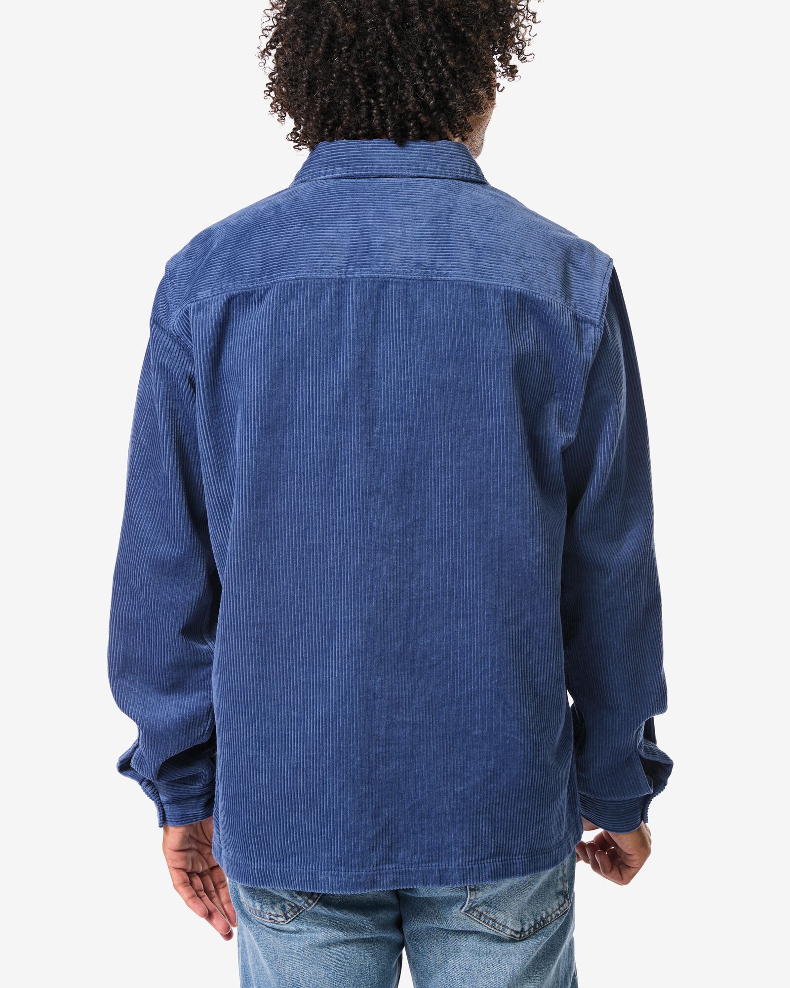 herenovershirt Stef Corduroy middenblauw - 2101830MIDBLUE - HEMA