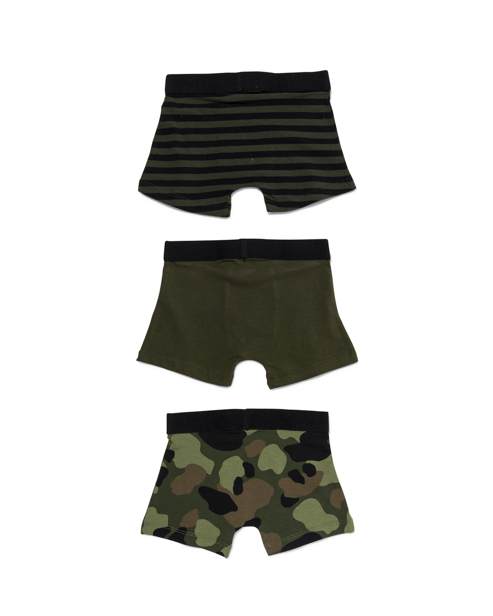 3 boxers enfant coton stretch camouflage vert 110/116 - 19232268 - HEMA