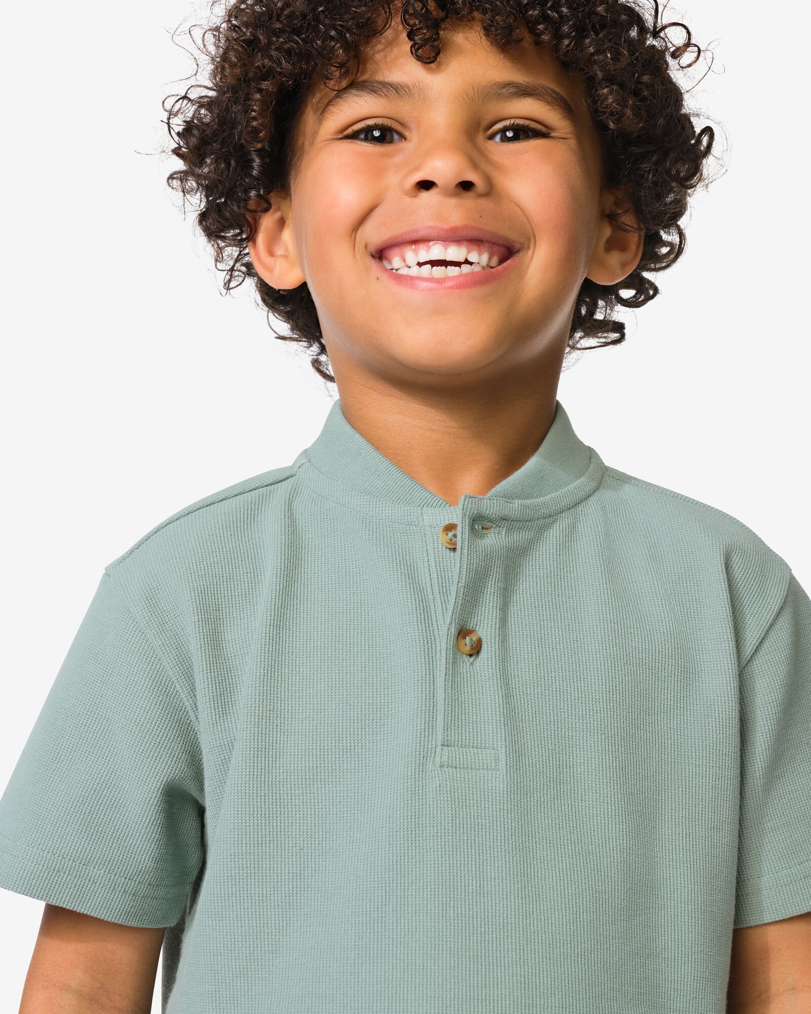 T-shirt enfant gaufr&eacute; vert vert - 30719852GREEN - HEMA