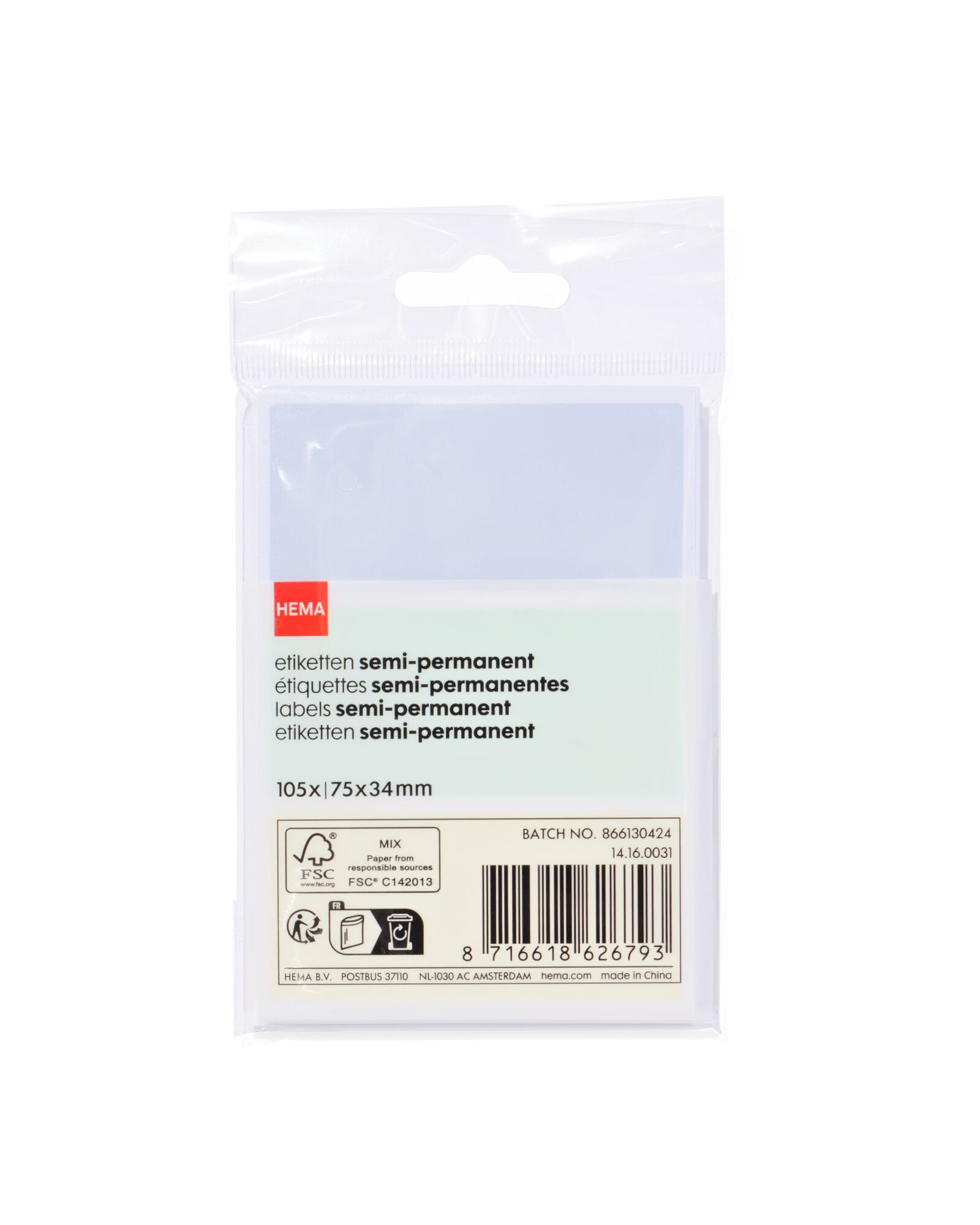 etiketten 7.5x3.4 pastel - 105 stuks - 14160031 - HEMA