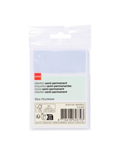 etiketten 7.5x3.4 pastel - 105 stuks - 14160031 - HEMA