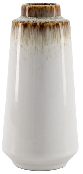 vase Ø7.5x15 céramique blanc/marron - 13321125 - HEMA